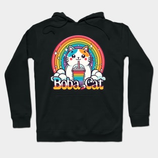 boba cat Rainbow Hoodie